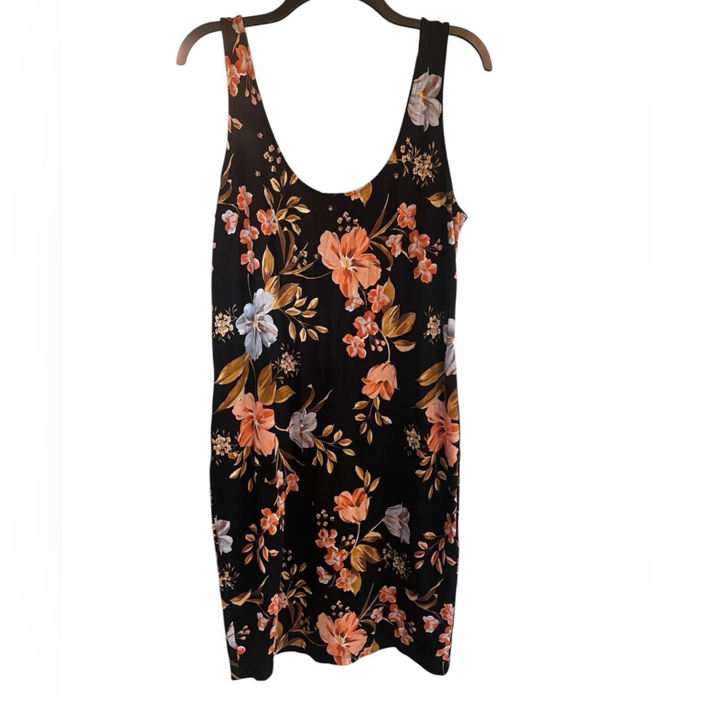 Forever 21 Black Floral Backless Dress
